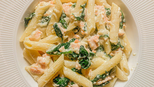 Creamy salmon and spinach pasta recipe