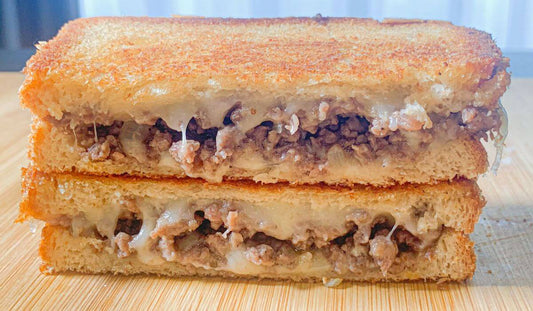 Ground beef and cheese sandwich