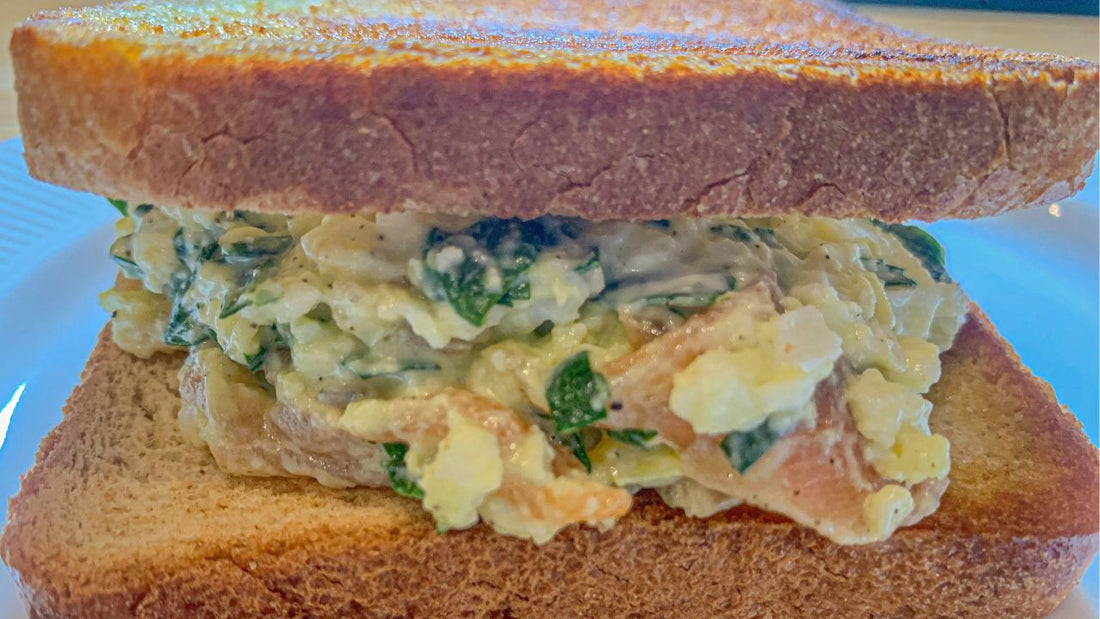 Salmon Egg And Spinach Sandwich